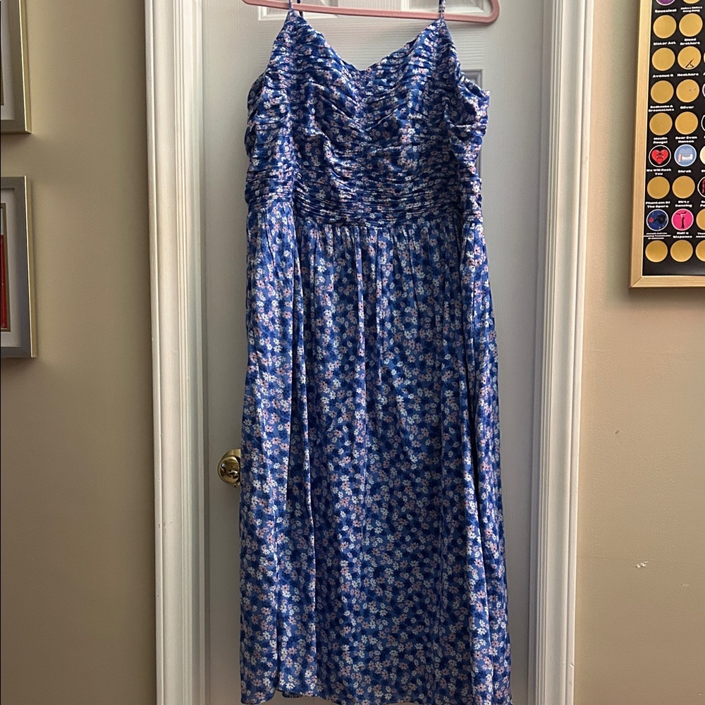 On 34th Floral Blue Dress
